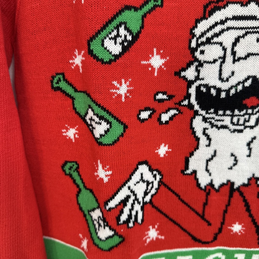 Rick & Morty Christmas Sweater Mens MEDIUM Red Green Merry Rickmas Holiday Ugly - Picture 4 of 12